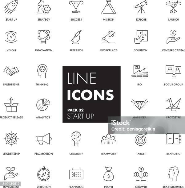 Line Icons Set Start Up Stock Illustration - Download Image Now - Surveillance, Eyesight, Making Money