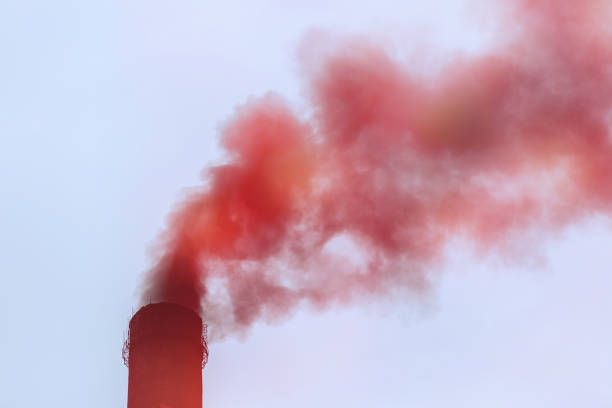danger air pollution global warming from carbon dioxide - flume imagens e fotografias de stock