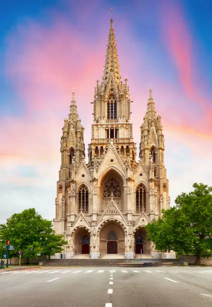 Cathedral in Brussels, Notre Dame in Belgium, front view