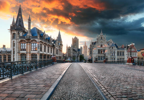 istock Ghent, Belgium during night, Gent old town 840444068