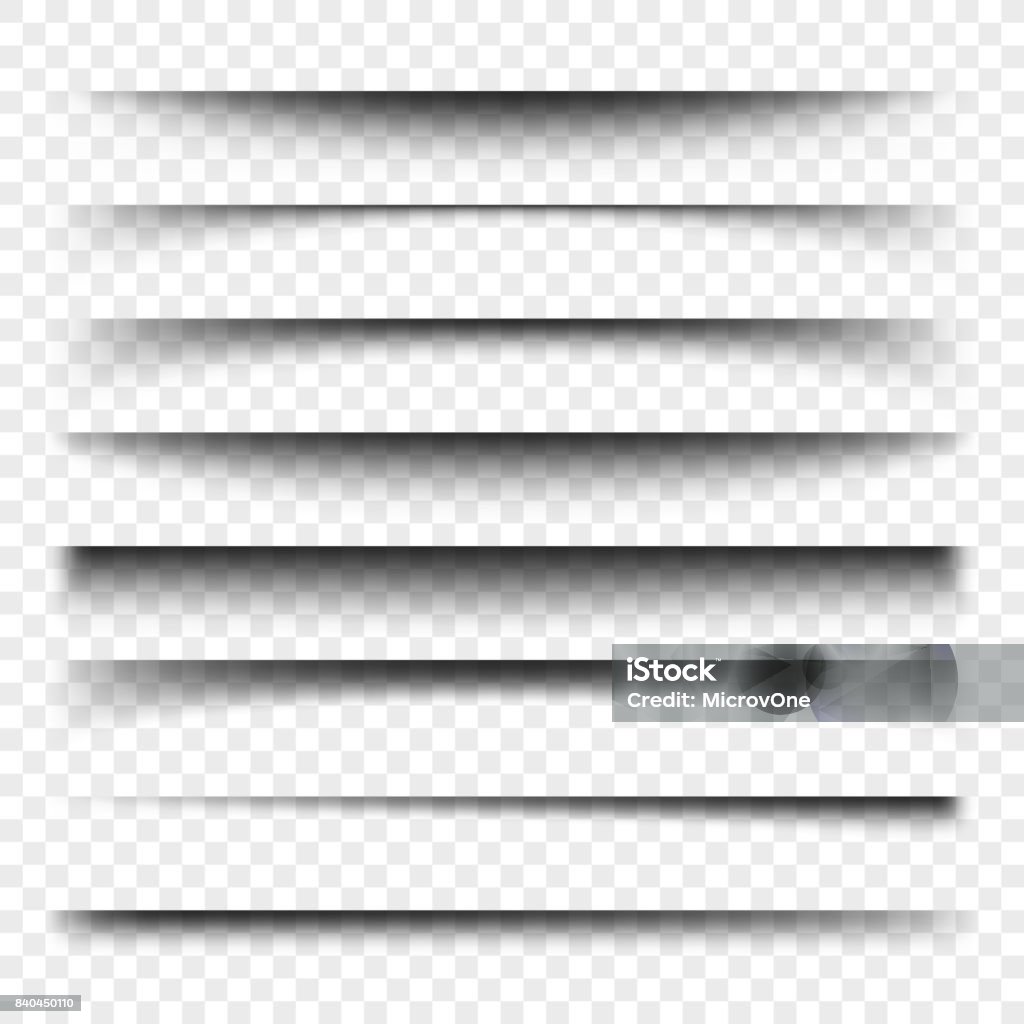 Diviseur de page avec les ombres transparentes isolées. Set de vector de séparation pages - clipart vectoriel de Ombre libre de droits