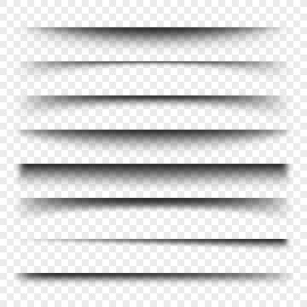 Page divider with transparent shadows isolated. Pages separation vector set Page divider with transparent shadows isolated. Pages separation vector set. Transparent shadow realistic illustration drawing shadows stock illustrations