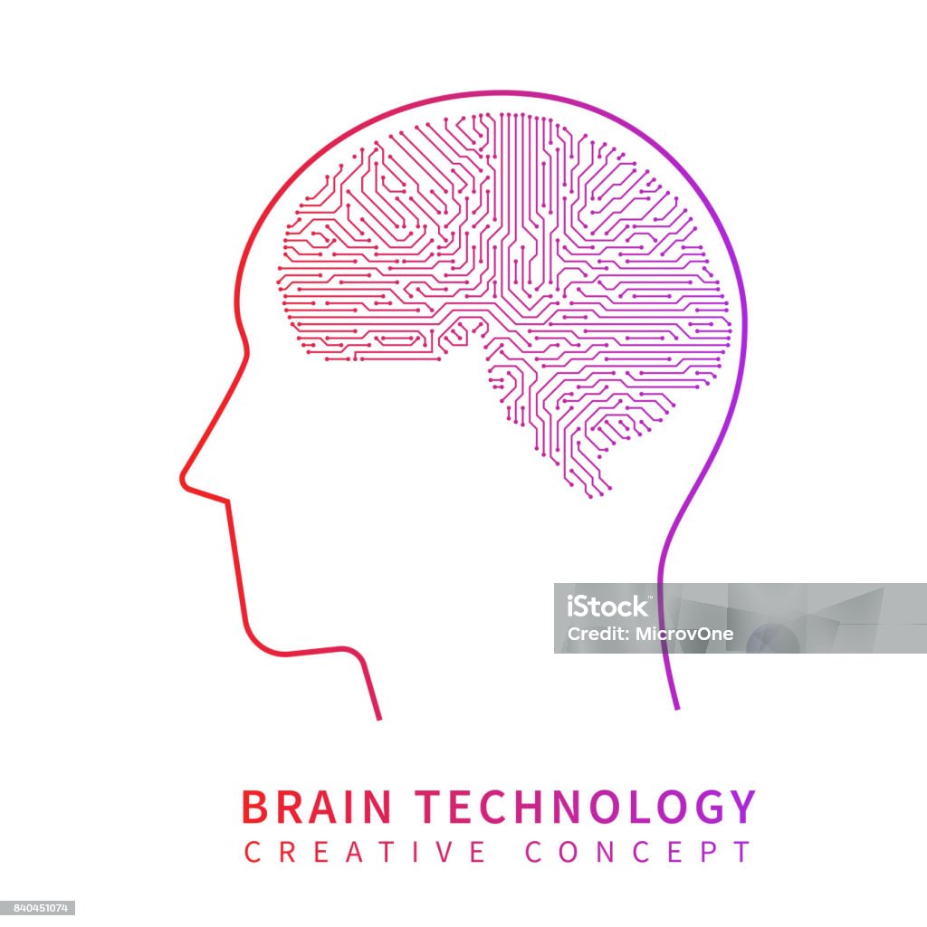 未来の人工知能技術。機械脳のクリエイティブなアイデア ベクトル概念 - デジタルディスプレイのロイヤリティフリーベクトルアート