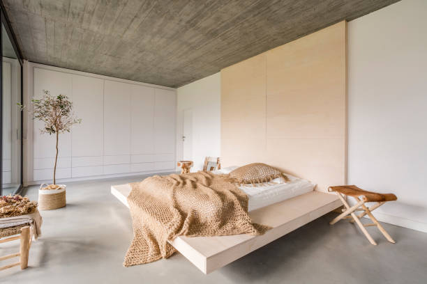 istock Bedroom with wooden ceiling 840452072