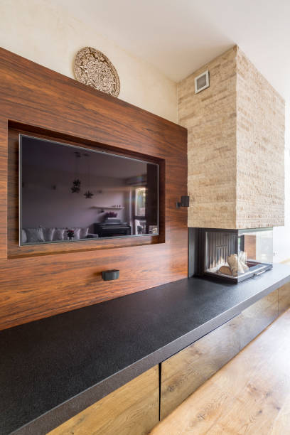 istock TV and fireplace in elegant room 840452222