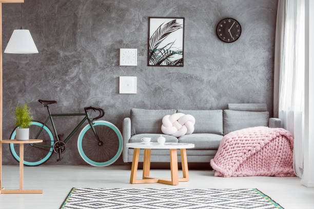 istock Pink blanket in cozy living room 840454858
