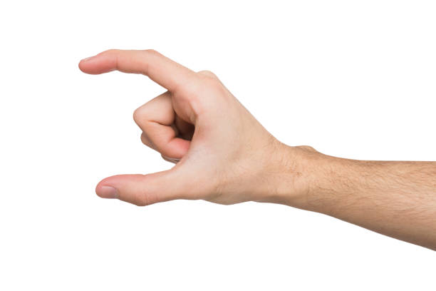 istock Male hand measuring something, cutout, gesture 840459224