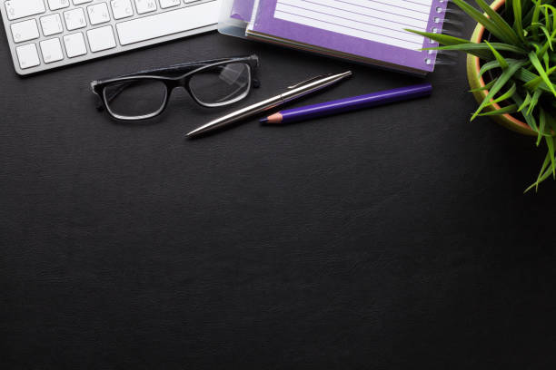 istock Office desk with computer and supplies 840461364