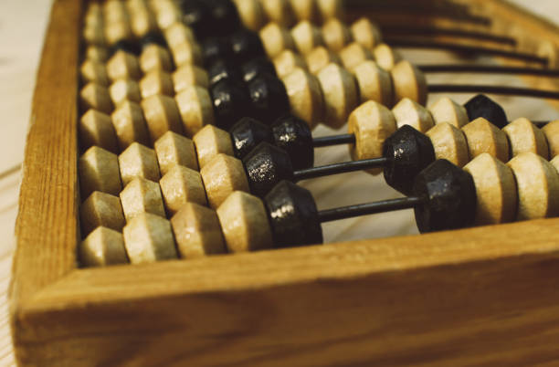 istock Old vintage abacus (calculating frame) close up shot, accounting abstract 840462462
