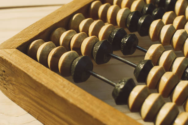 istock Old vintage abacus (calculating frame) close up shot, accounting abstract 840462482