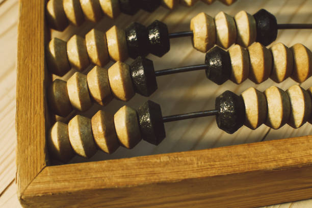 istock Old vintage abacus (calculating frame) close up shot, accounting abstract 840462484