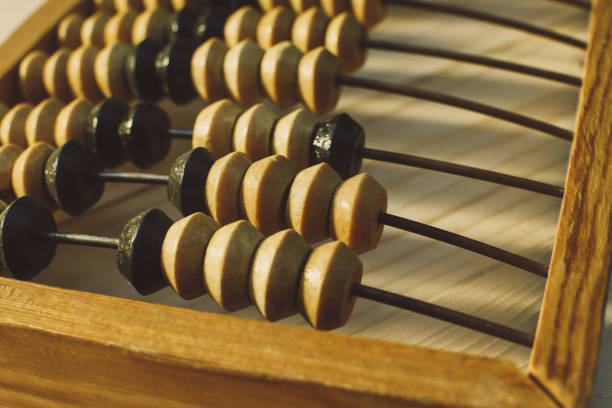 istock Old vintage abacus (calculating frame) close up shot, accounting abstract 840462494