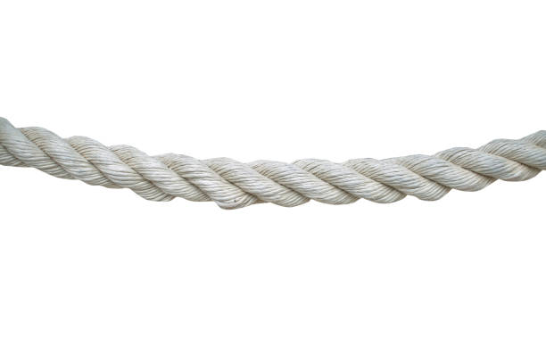 istock Close up on white rope isolated on background 840464980