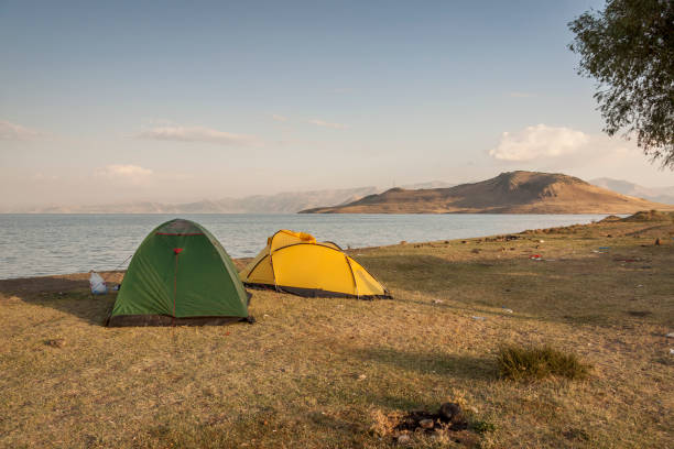 istock Two tent - coast of Van lake, Turkey. 840465226