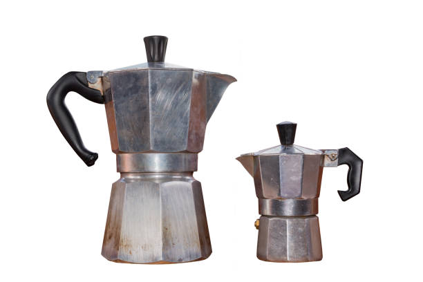 istock Small and large italian coffee makers isolated on white background 840471832