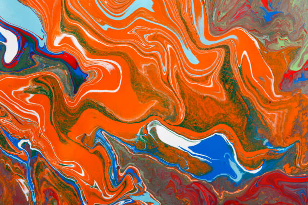 istock Liquid marbling acrylic paint background. Fluid painting abstract texture 840472874