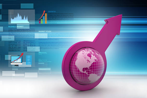 istock Arrow holding a globe in color background 840473816