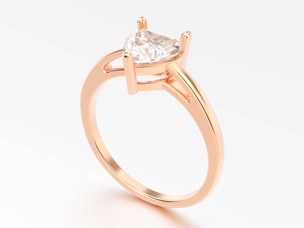 istock 3D illustration rose gold engagement ring with diamond heart with reflection 840473916