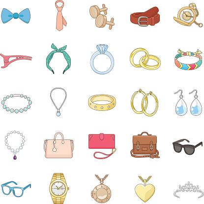 25 Accessories color vector icons