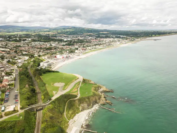 Elevated view of Bray head and Bray town, Co. Wicklow, Ireland.