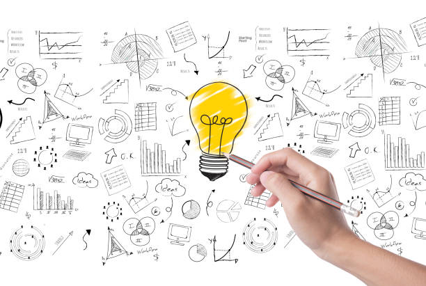 istock hand draw lightbulb on wall background. concept for new ideas with innovation and creativity. 840491504
