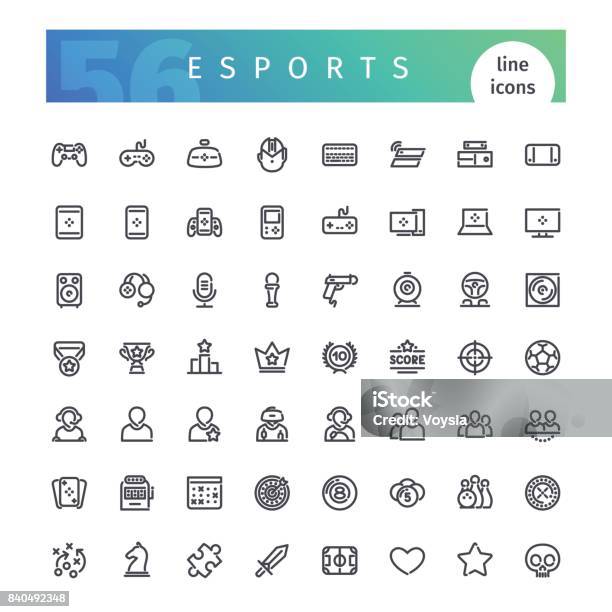 Esports Line Icons Set Stock Illustration - Download Image Now - Icon Symbol, Video Game, Gambling