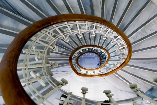 istock High Angle View Of Spiral Staircases 840492602