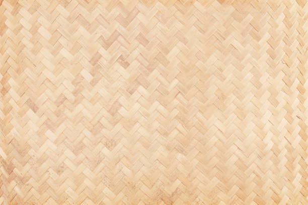 крупным планом старого тканого бамбука в естественных узоров, ручной ткать бамбук текстуры фона. - traditional culture pattern rural scene surface level стоковые фото и изображения