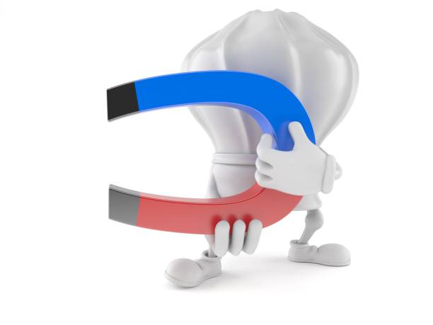 istock Chef character holding horseshoe magnet 840496938