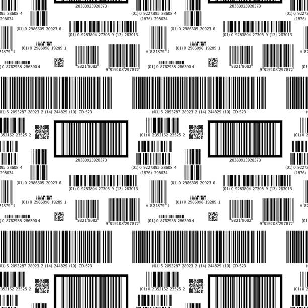 verschiedene barcodes auf weiße, nahtlose muster - bar code stock-grafiken, -clipart, -cartoons und -symbole