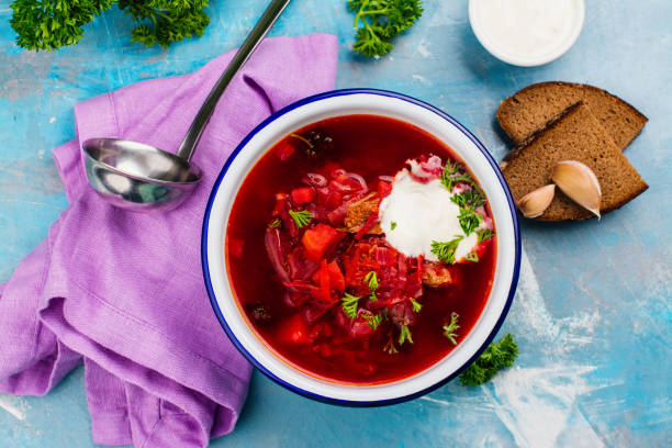 istock Traditional Ukrainian beetroot soup borscht 840501982