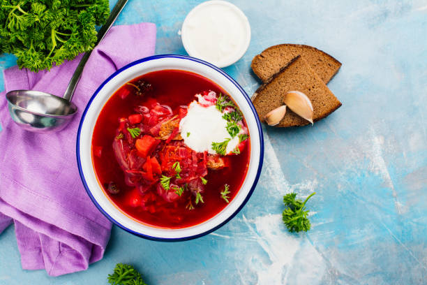 istock Traditional Ukrainian beetroot soup borscht 840502060