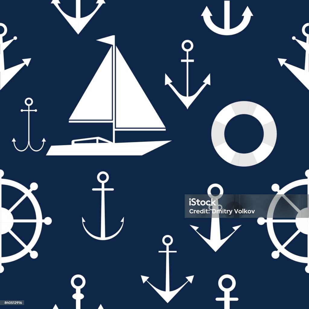 Wallpapers Of Anchors And Steering Wheels Marine Themes Wallpaper On The Sea  Theme Stock Illustration - Download Image Now - iStock