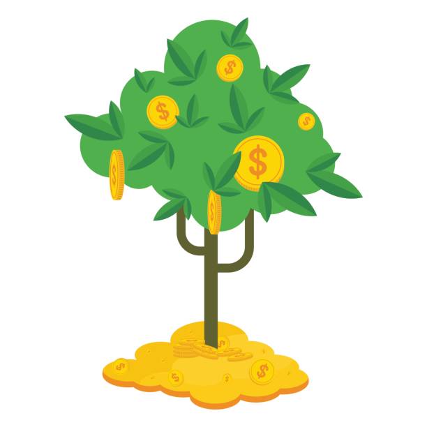 illustrations, cliparts, dessins animés et icônes de arbre d’argent sur l’argent - currency abundance backgrounds banking