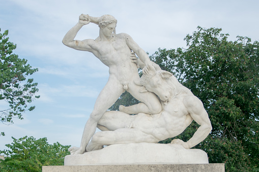 Theseus and Minotaur, 1821, statue by Etienne Jules Ramey (1796-1852), Tuileries Garden, Paris