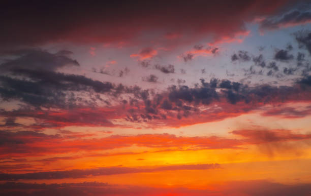 istock Fiery, orange and red colors sunset sky. Beautiful background 840518336