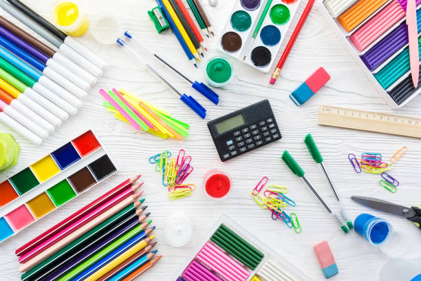 istock School supplies on a white background 840526028
