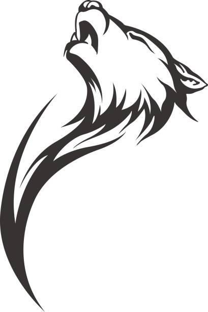 племенные татуировки волка конструкций - agile wallaby stock illustrations