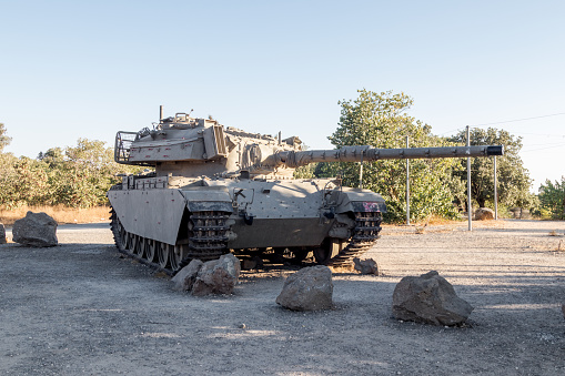 The Israeli tank is after the Doomsday (Yom Kippur War) on the Golan Heights in Israel, near the border with Syria
