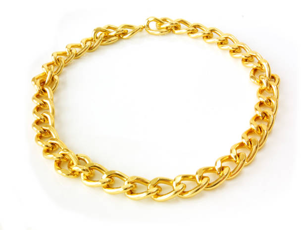 золотая цепь изолированы - necklace chain gold jewelry стоковые фото и изображения