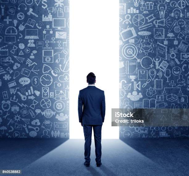 Concept Of Way To Success Stock Photo - Download Image Now - Door, Sunlight, Opening