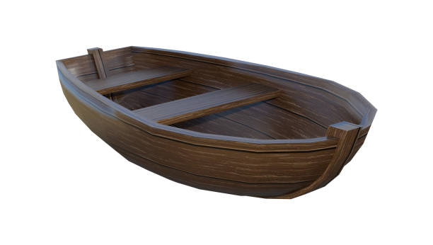 istock 3D rendering Wooden Boat on White 840550628