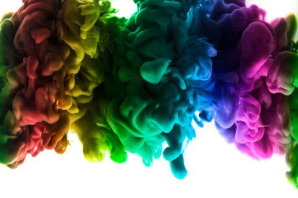 istock Acrylic colors and ink in water. Abstract frame background. Isolated on white 840552972