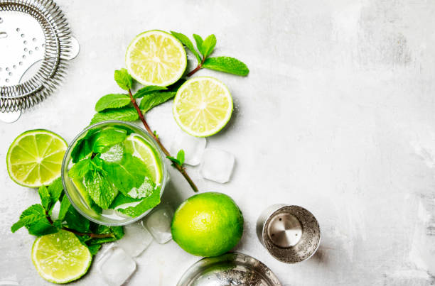 istock Ingredients for making alcoholic cocktail and bar tools 840562332