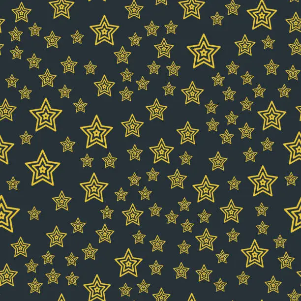 Vector illustration of Shiny stars style seamless pattern pentagonal gold award abstract design doodle night artistic background vector illustration