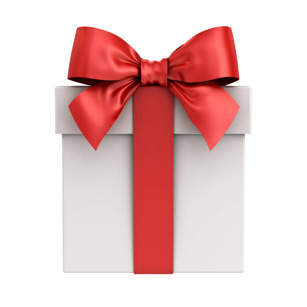 istock Gift box or present box with red ribbon bow isolated on white background. 3D rendering 840578706