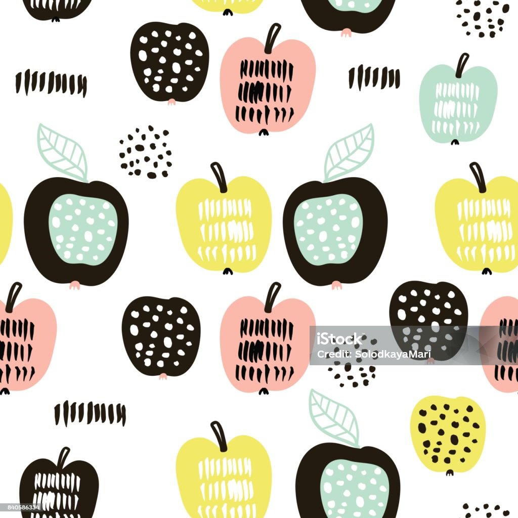 Modern Fruit Pattern Seamless Pattern With Creative Modern Fruits Hand Drawn Trendy ...