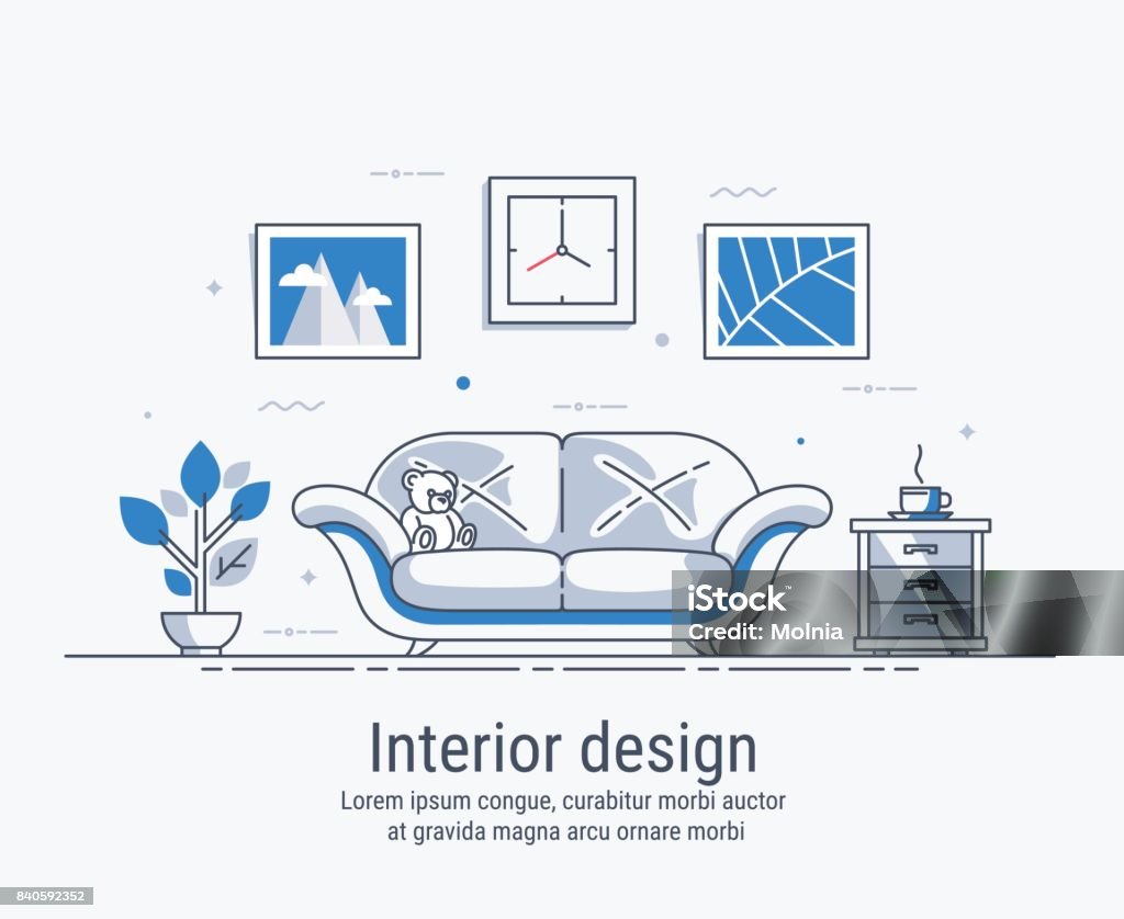 Interior Design Stock Illustration - Download Image Now - Line Art ...