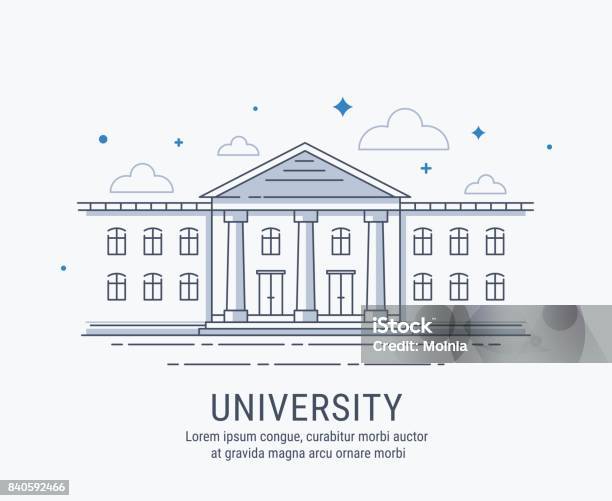 Ilustración de Universidad De Edificio y más Vectores Libres de Derechos de Campus - Campus, Universidad, Ilustración