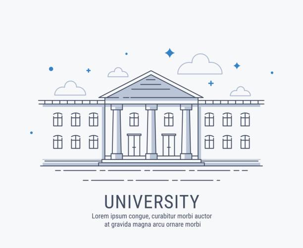 University building University, College, academy or shool building in modern vector style illustration. For web banner or landing page. university illustrations stock illustrations
